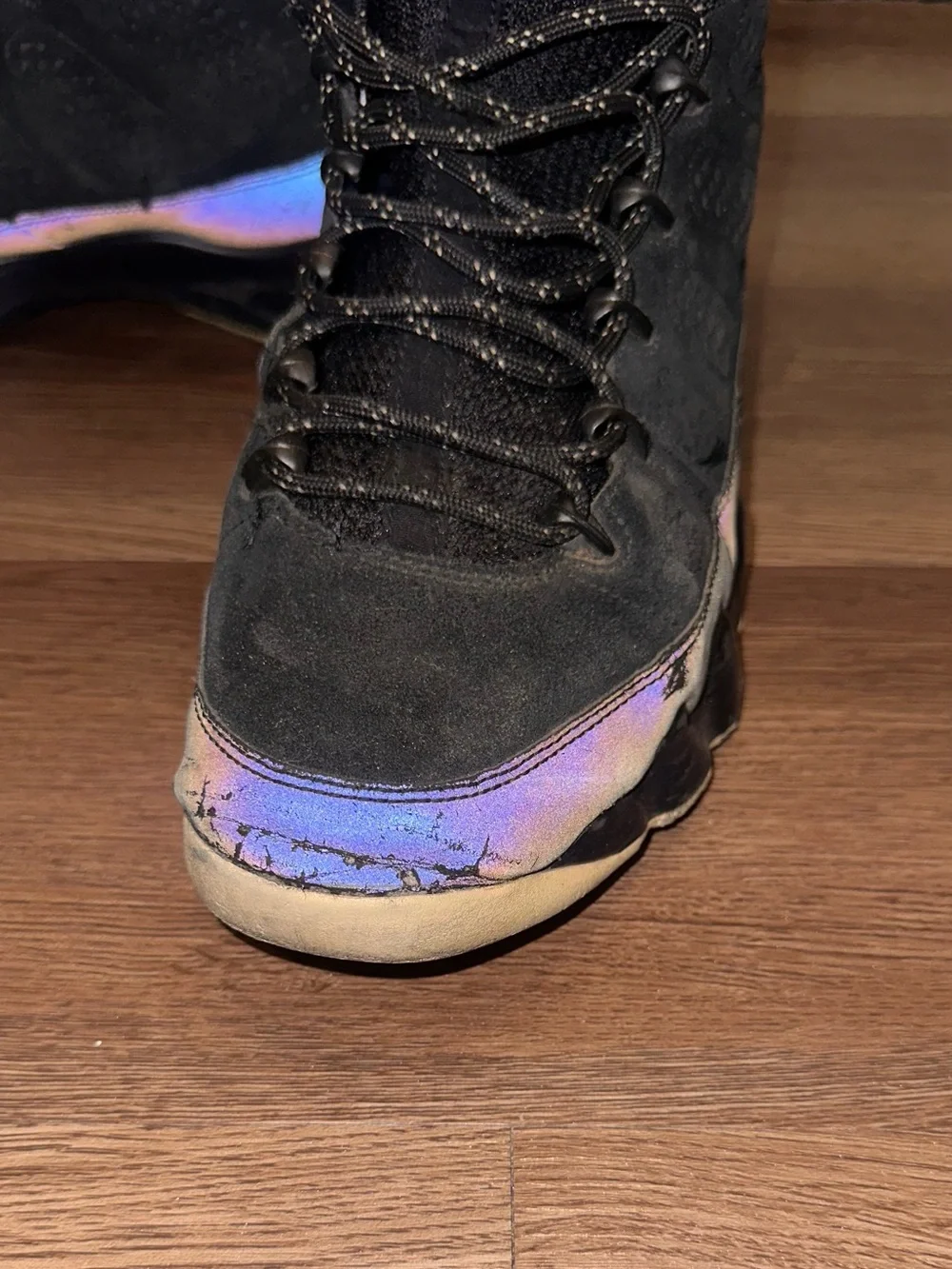 Air Jordan 9 Black Sneakers with Iridescent Accent